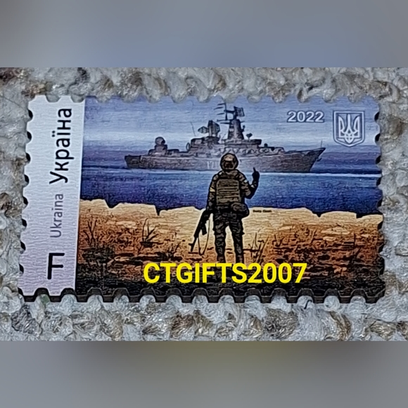 GENUINE Wooden Ukraine Stamp F Refrig. Magnet Russian Warship, Go F *** Y… - Picture 10 of 10